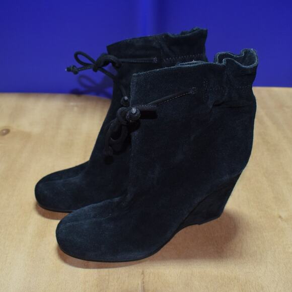 Kate Spade Black Suede Wedge Booties Women’s Size 6.5 - Picture 3 of 5